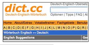 dict.cc Wšrterbuch Deutsch - Englisch Online